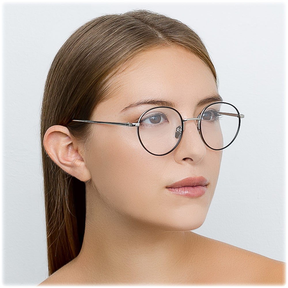 Linda Farrow 718 C3 Oval Optical Frames White Gold And Black Linda Farrow Eyewear Avvenice