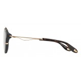 Givenchy - Black Acetate Round Sunglasses with Gold Frame Finish and Grey Lenses - Sunglasses - Givenchy Eyewear