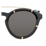 Givenchy - Black Acetate Round Sunglasses with Gold Frame Finish and Grey Lenses - Sunglasses - Givenchy Eyewear