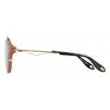 Givenchy - Opaque Brown Acetate Round Sunglasses with Gold Frame Finish and Brown Lenses - Sunglasses - Givenchy Eyewear