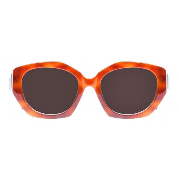 Balenciaga - Geometric Retrò Sunglasses Havana and White Horn  - Sunglasses - Balenciaga Eyewear
