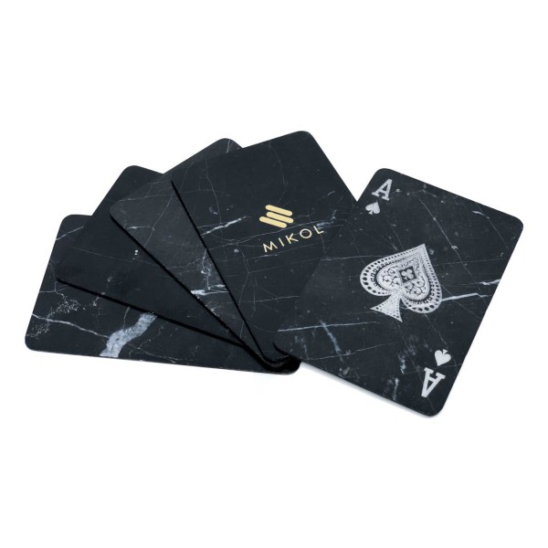 Mikol Marmi - Marble Poker Cards - 4 Aces - Mish Marquina Black Marble - Real Marble Poker Cards - Mikol Marmi Collection