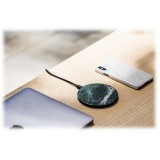 Mikol Marmi - Pad di Ricarica Wireless in Marmo Bianco di Carrara con Cavo USB - Caricatore da Tavolo - iPhone - Apple - Samsung