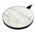 Mikol Marmi - Wireless Charging Pad in White Carrara Marble with USB Cable - Desktop Charger - iPhone - Apple - Samsung