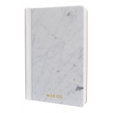Mikol Marmi - Notebook in Marmo Bianco di Carrara con Bordo in Pelle - Vero Marmo - Desk Supplies - Mikol Marmi Collection