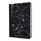 Mikol Marmi - Leather Bounded Marquina Black Marble Notebook - Real Marble - Desk Supplies - Mikol Marmi Collection