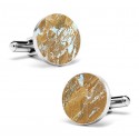 Mikol Marmi - Galaxy Gold Round Marble Cuff Links - Real Marble - Mikol Marmi Collection
