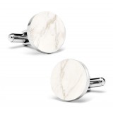 Mikol Marmi - White Carrara Round Marble Cuff Links - Real Marble - Mikol Marmi Collection