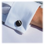 Mikol Marmi - Black Marquina Round Marble Cuff Links - Real Marble - Mikol Marmi Collection