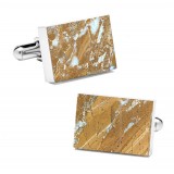 Mikol Marmi - Galaxy Gold Rectangular Marble Cuff Links - Real Marble - Mikol Marmi Collection