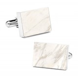 Mikol Marmi - White Carrara Rectangular Marble Cuff Links - Real Marble - Mikol Marmi Collection