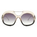 Fendi - Tropical Shine - Occhiali da Sole Aviator Oversize Crystal e Nero - Occhiali da Sole - Fendi Eyewear