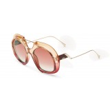 Fendi - Tropical Shine - Rose & Red Aviator Oversize Sunglasses - Sunglasses - Fendi Eyewear