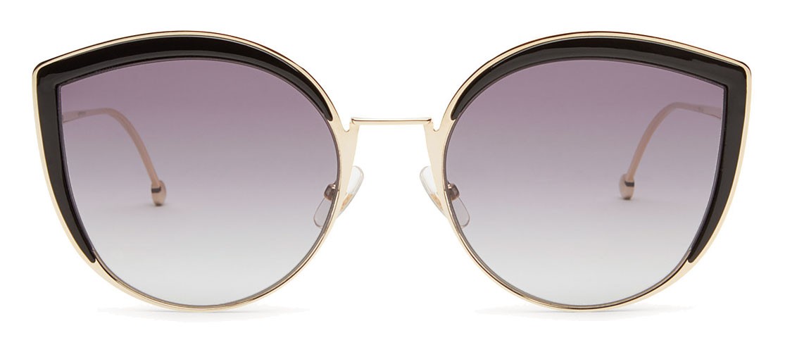 lenshop on X: Oversize cat-eye F is Fendi sunglasses, made of gold-colour  metal. The model has a sophisticated and feminine design, accentuated by  black acetate edges. The narrow temples are decorated with