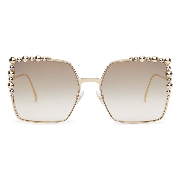 Fendi - Can Eye - Gold Square Oversize Sunglasses - Sunglasses - Fendi Eyewear