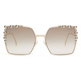 Fendi - Can Eye - Gold Square Oversize Sunglasses - Sunglasses - Fendi Eyewear