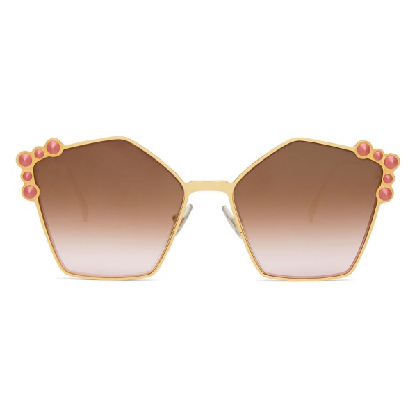 Fendi - Can Eye - Rose Gold Pentagonal Oversize Sunglasses - Sunglasses - Fendi Eyewear