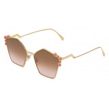 Fendi - Can Eye - Rose Gold Pentagonal Oversize Sunglasses - Sunglasses - Fendi Eyewear