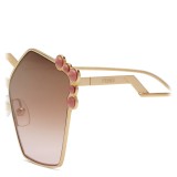 Fendi - Can Eye - Occhiali da Sole Pentagonale Oversize Oro Rosa - Occhiali da Sole - Fendi Eyewear