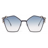 Fendi - Can Eye - Occhiali da Sole Pentagonale Oversize Blu - Occhiali da Sole - Fendi Eyewear