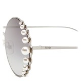 Fendi - Ribbons and Pearls - Ruthenium Round Oversize Sunglasses - Sunglasses - Fendi Eyewear