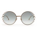 Fendi - Ribbons and Pearls - Bronze Round Oversize Sunglasses - Sunglasses - Fendi Eyewear