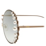 Fendi - Ribbons and Pearls - Occhiali da Sole Rotondi Oversize Bronzo - Occhiali da Sole - Fendi Eyewear