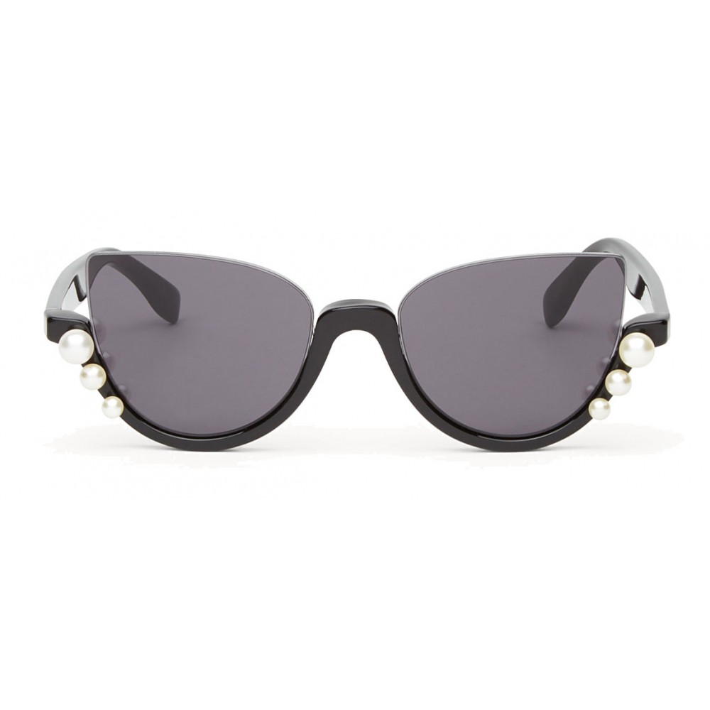 Fendi - Ribbons and Pearls - Black Cat Eye Oversize Sunglasses ...