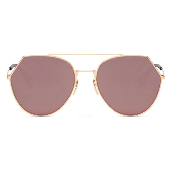 Fendi - Eyeline - Gold Rounded Sunglasses - Sunglasses - Fendi Eyewear