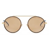 Fendi - Everyday - Gold Rounded Sunglasses - Sunglasses - Fendi Eyewear