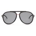 Fendi - Fantastic - Satin Black Aviator Oversize Sunglasses - Sunglasses - Fendi Eyewear