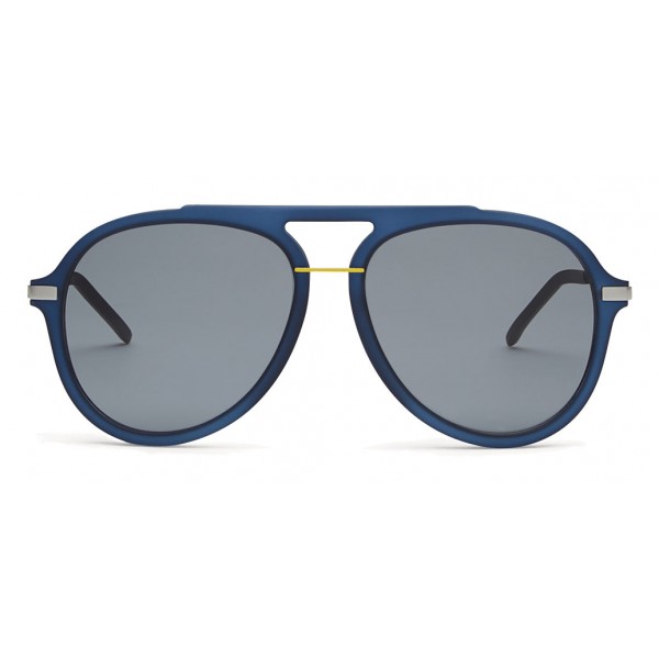 Satin Blue Aviator Oversize Sunglasses 