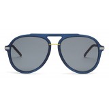 Fendi - Fantastic - Satin Blue Aviator Oversize Sunglasses - Sunglasses - Fendi Eyewear