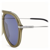 Fendi - Fantastic - Occhiali da Sole Aviator Oversize Verde Satinato - Occhiali da Sole - Fendi Eyewear