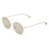 Fendi - Eyeline - White and Gold Round Sunglasses - Sunglasses - Fendi Eyewear