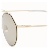 Fendi - Eyeline - White and Gold Round Sunglasses - Sunglasses - Fendi Eyewear