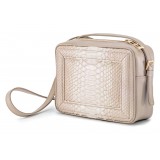 Aleksandra Badura - Camera Bag - Python & Calfskin Mini Bag - Beige - Luxury High Quality Leather Bag