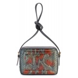 Aleksandra Badura - Camera Bag - Python & Calfskin Mini Bag - Orange & Grey - Luxury High Quality Leather Bag