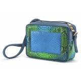 Aleksandra Badura - Camera Bag - Mini Borsa in Pitone e Pelle di Vitello - Blu, Verde e Oceano - Alta Qualità Luxury