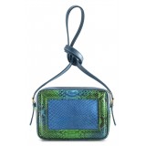 Aleksandra Badura - Camera Bag - Python & Calfskin Mini Bag - Blue, Green & Ocean - Luxury High Quality Leather Bag