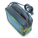 Aleksandra Badura - Camera Bag - Mini Borsa in Pitone e Pelle di Vitello - Blu, Verde e Oceano - Alta Qualità Luxury