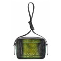 Aleksandra Badura - Camera Bag - Python & Calfskin Mini Bag - Onyx & Green - Luxury High Quality Leather Bag