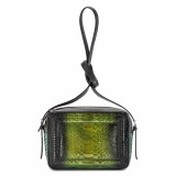 Aleksandra Badura - Camera Bag - Mini Borsa in Pitone e Pelle di Vitello - Onyx e Verde - Alta Qualità Luxury