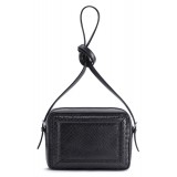 Aleksandra Badura - Camera Bag - Mini Borsa in Pitone e Pelle di Vitello - Nera - Alta Qualità Luxury