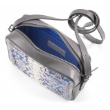 Aleksandra Badura - Camera Bag - Mini Borsa in Pitone e Pelle di Vitello - Grigio & Cielo - Alta Qualità Luxury