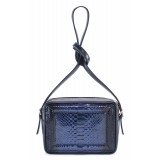 Aleksandra Badura - Camera Bag - Python & Calfskin Mini Bag - Blue - Luxury High Quality Leather Bag