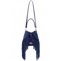 Aleksandra Badura - Lucky Bucket Bag Medium - Fringe Bucket Bag Medium - Blu China - Luxury High Quality Leather Bag