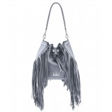 Aleksandra Badura - Lucky Bucket Bag Medium - Borsa a Frange Media - Grigio - Alta Qualità Luxury