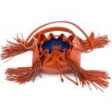 Aleksandra Badura - Lucky Bucket Bag Medium - Borsa a Frange Media - Mandarino - Alta Qualità Luxury