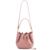 Aleksandra Badura - Lucky Bucket Bag Medium - Borsa a Frange Media - Quarzo Rosa - Alta Qualità Luxury